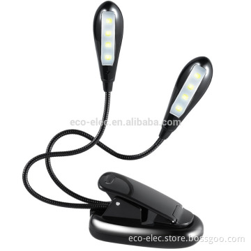8 LED Portable Book Clip Lamp with Double-pendulum Gooseneck for Reading or Studying in Night LED Reading Light